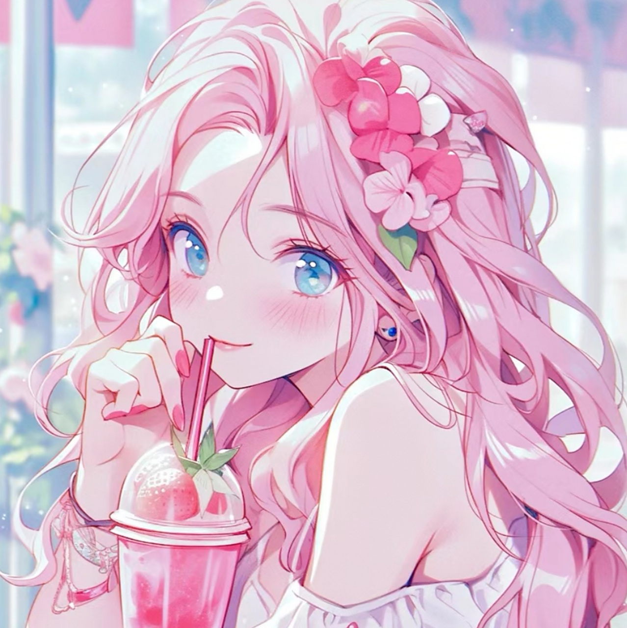 【二次元美少女头像分享】 吃货头像.爱吃东西的美少女.