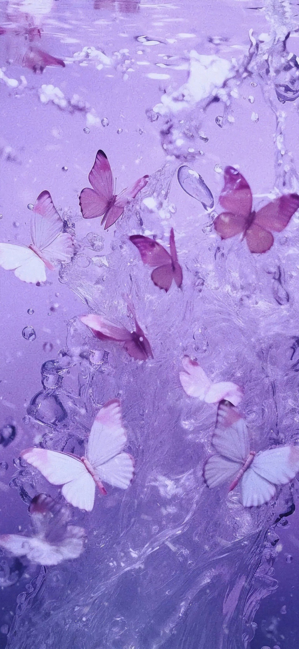 水中梦幻紫色蝴蝶手机壁纸 090500 清溪跃出山谷,花香飘满山野