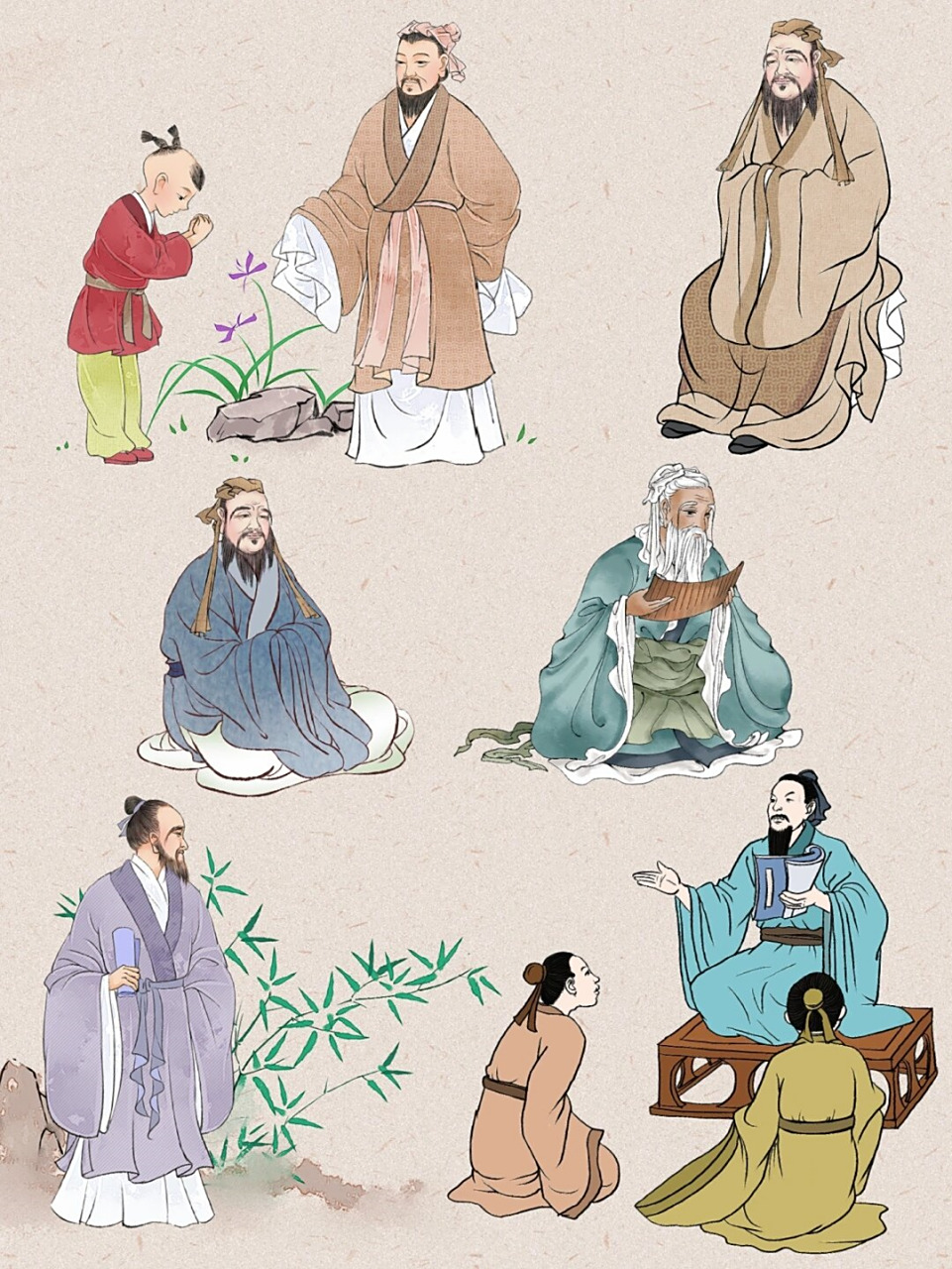 今日分享古风孔子素材,展现其行礼,授课的风采,让我们一同感受孔子的