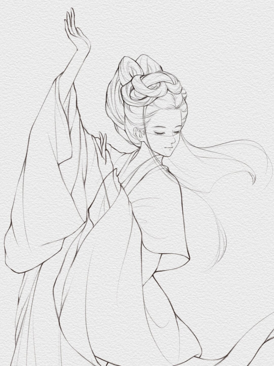 喜欢这样的古风人物线稿吗?  经过精心处理,古风人物全身图焕然一新.