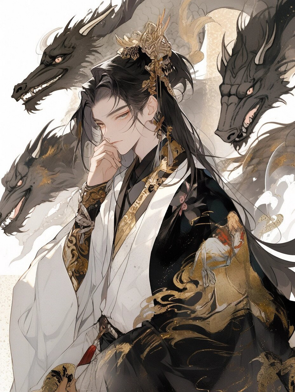 画面中的帅哥面容俊朗,眼神深邃,仿佛从古代穿越而来.