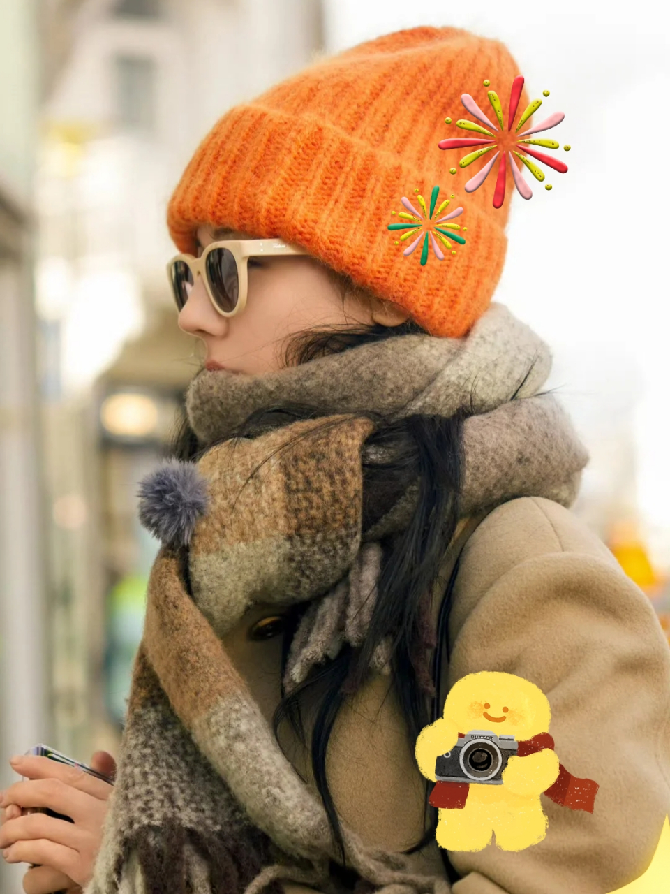 迪丽热巴在花少的橘色帽子来啦! 是一个知性优雅的小橘子!