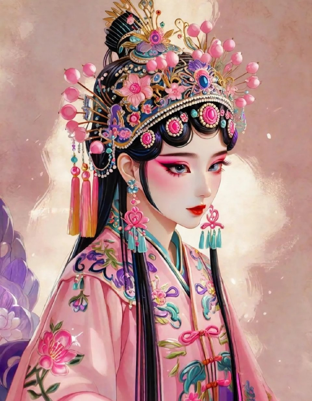 红色系国潮京剧戏曲头像 #新年福气签