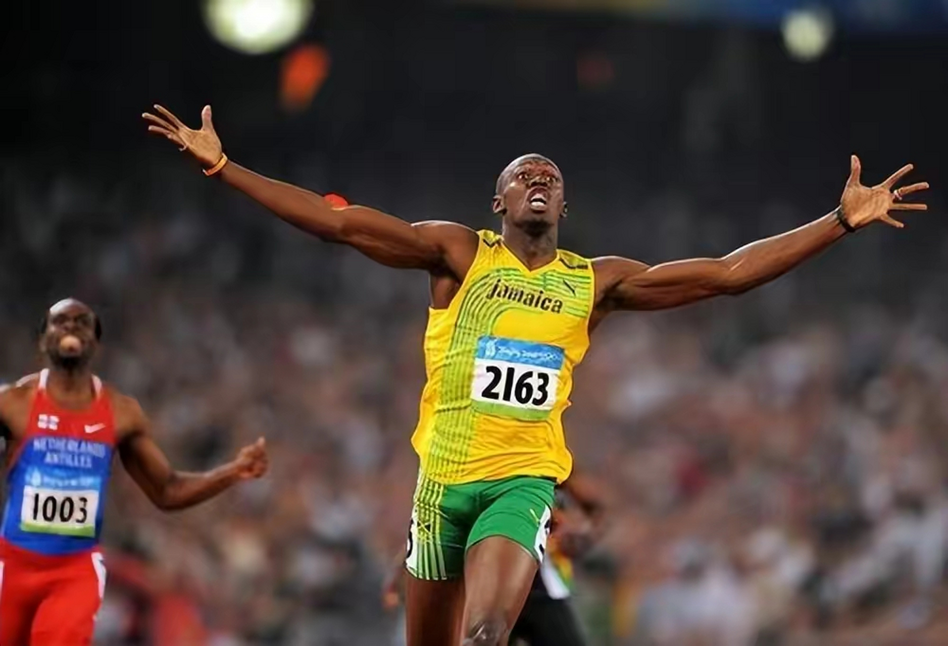 牙买加9598"百米飞人"博尔特,一个田径场上的"黑色闪电"100米奥运