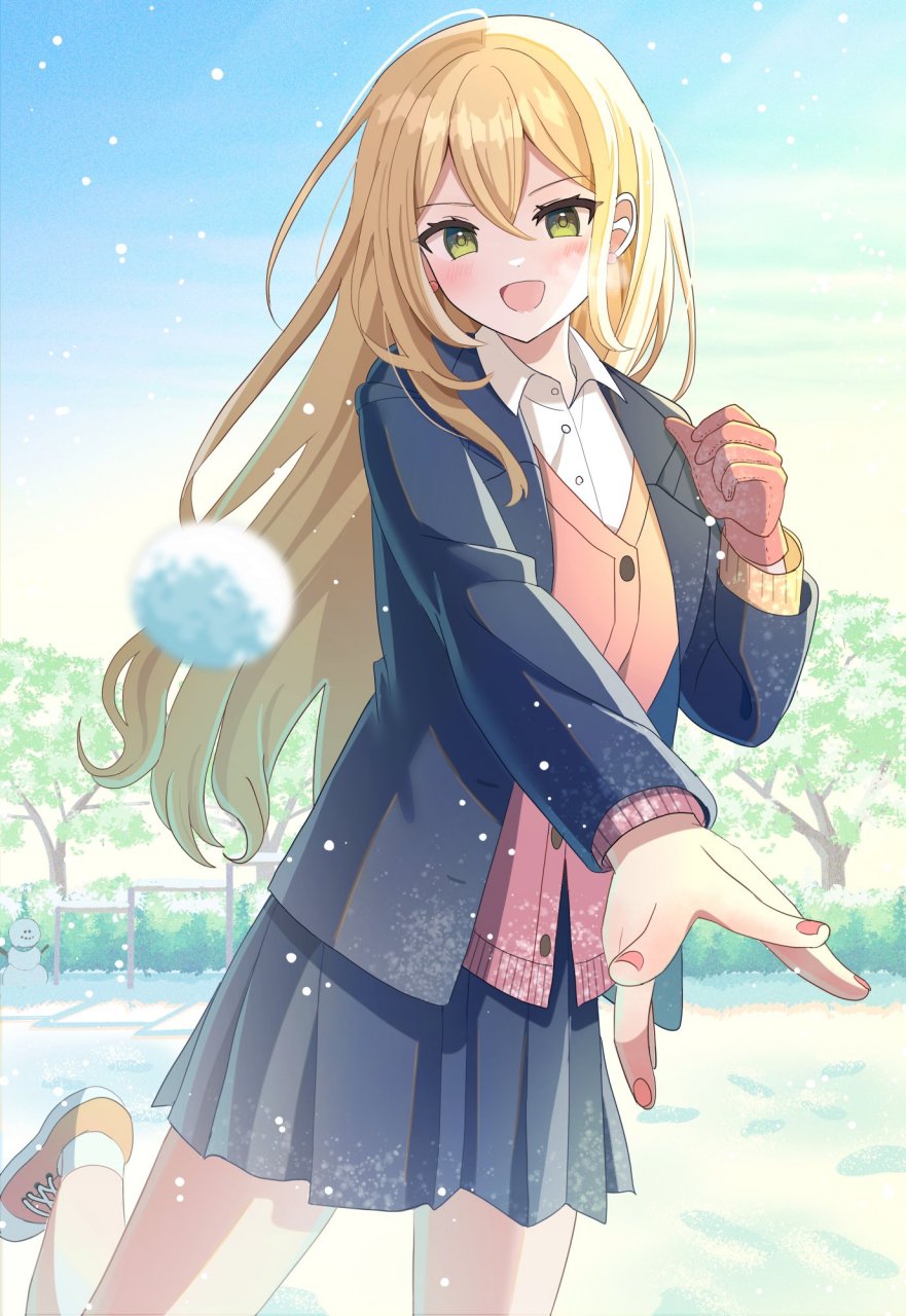 二次元# 和可爱的女孩子打雪仗,好开心啊