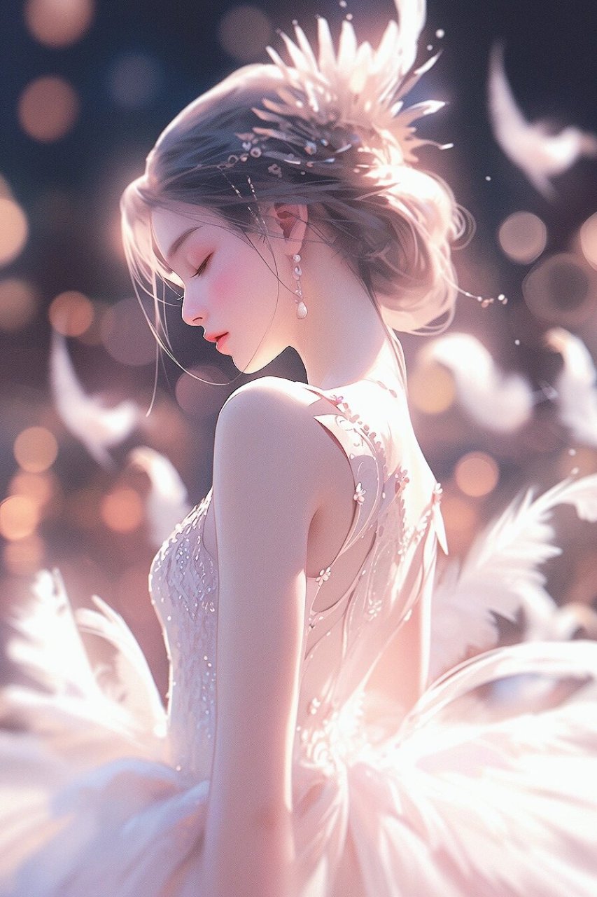 唯美插画 天鹅湖中的芭蕾女孩 梦幻舞者  在唯美的插画世界里,有一位