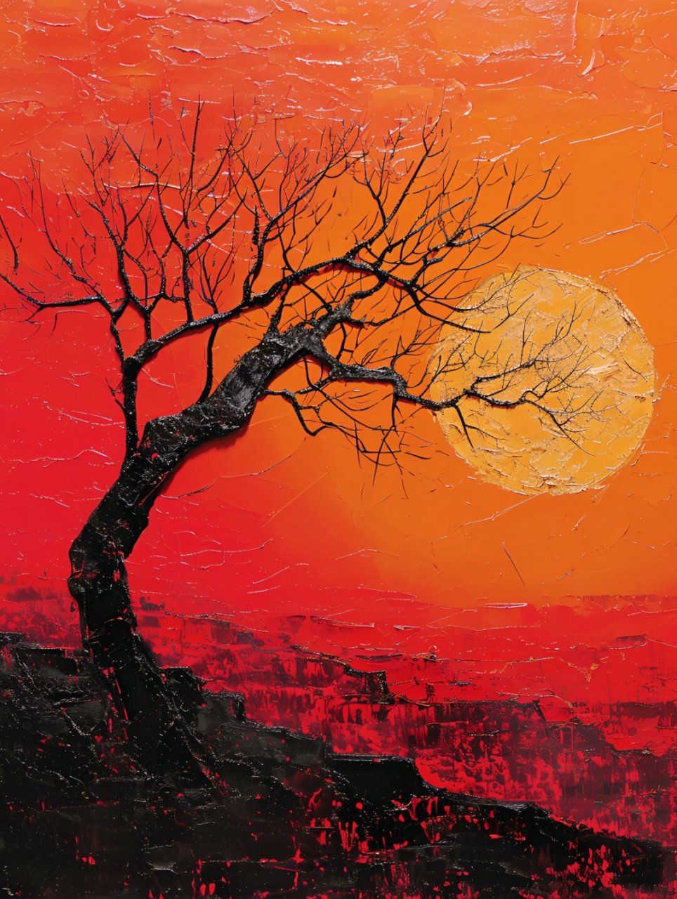 油画～落日余晖  你见过落日的余晖吗?