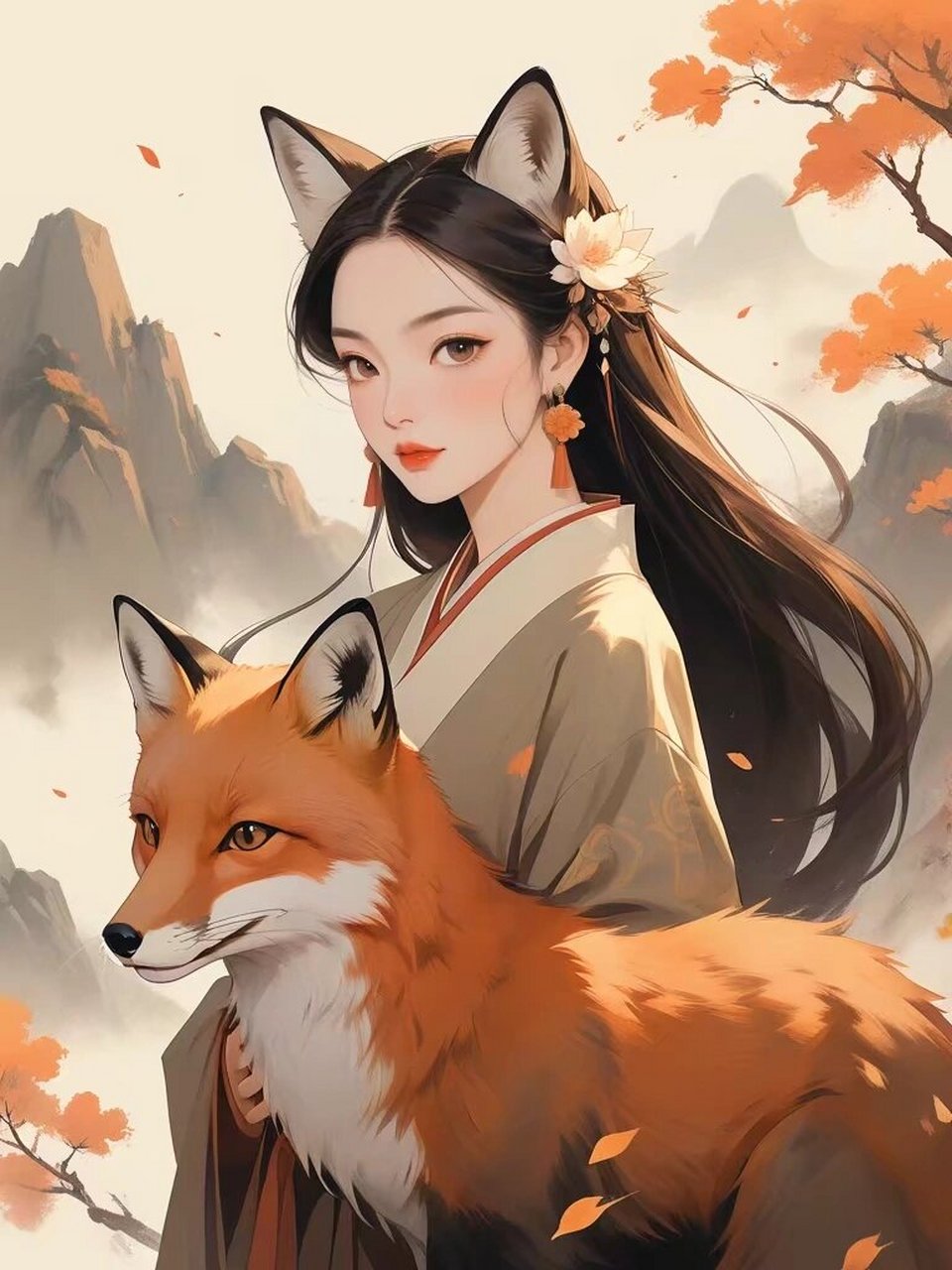 我是一只千年的狐狸|古风插画  在古老的传说中,狐狸总是与神秘,魅力