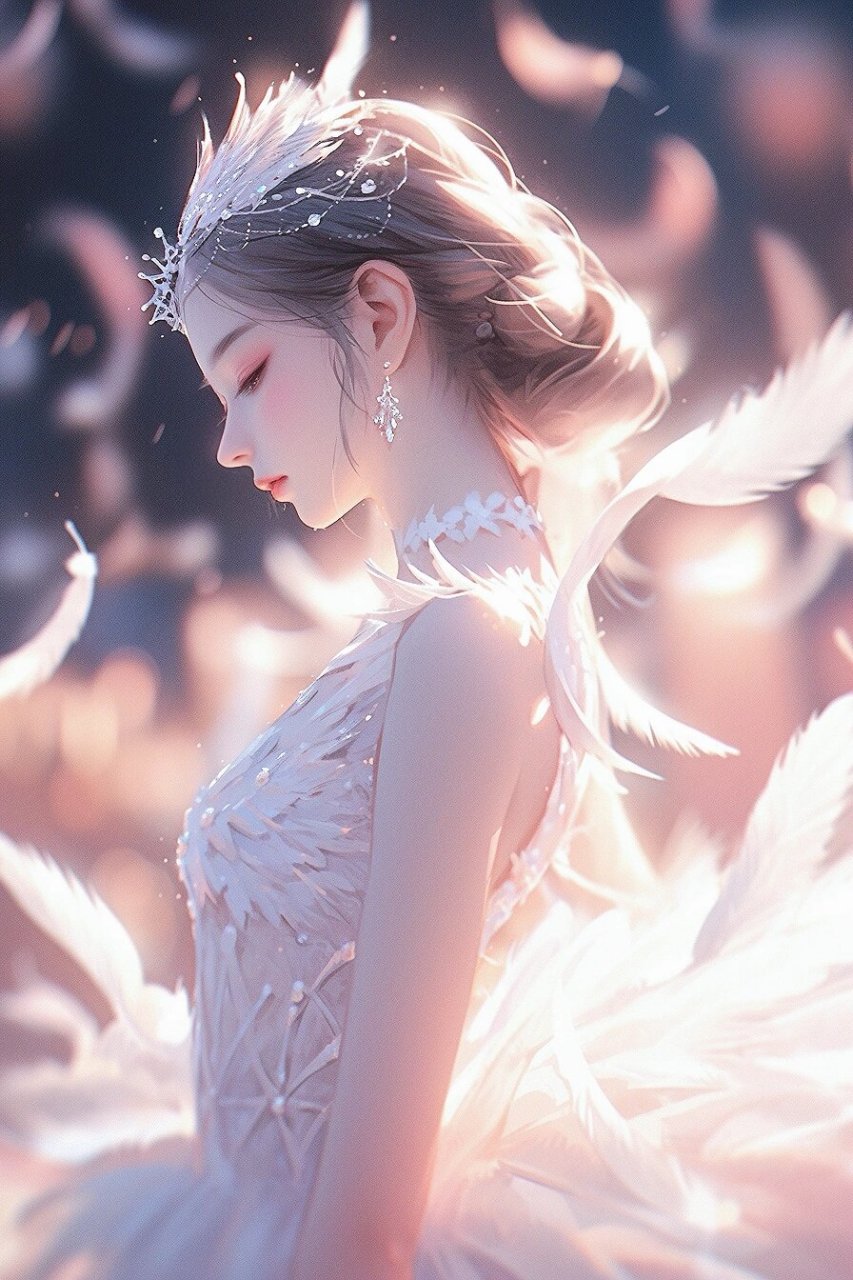 唯美插画 天鹅湖中的芭蕾女孩 梦幻舞者  在唯美的插画世界里,有一位