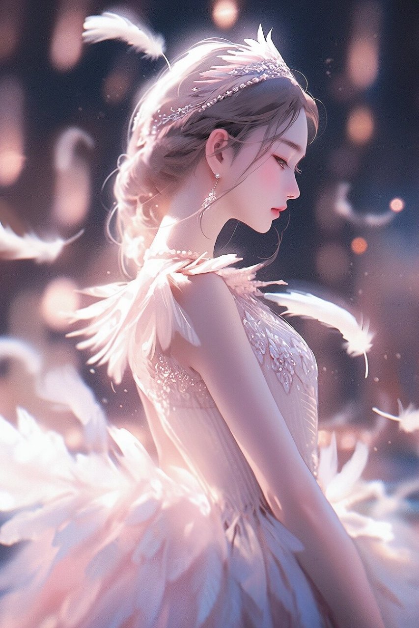 唯美插画 天鹅湖中的芭蕾女孩 梦幻舞者  在唯美的插画世界里,有一位