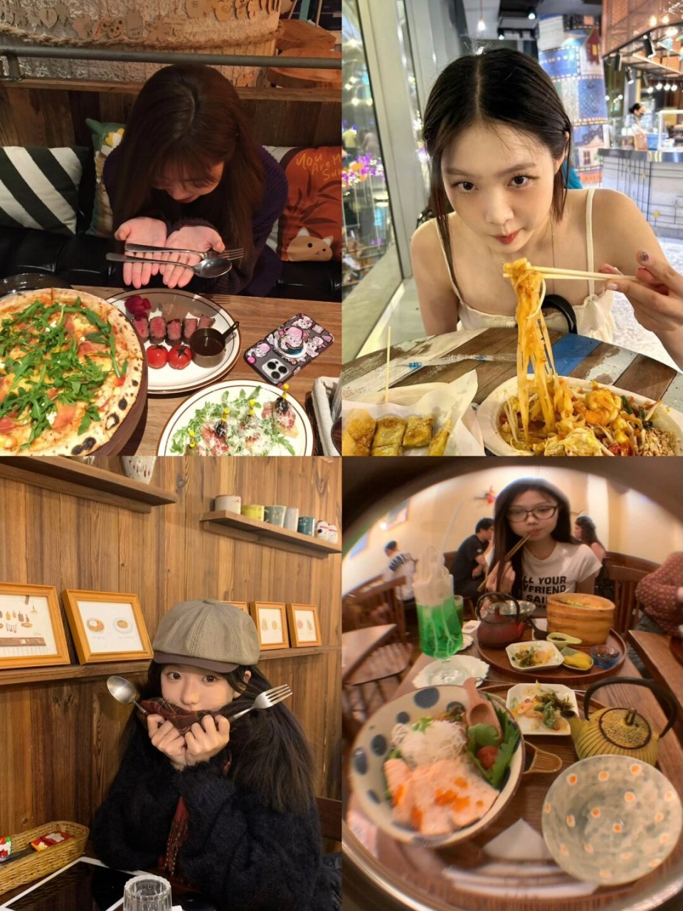 当你与朋友一起享受美食时,拍照留念是必不可少