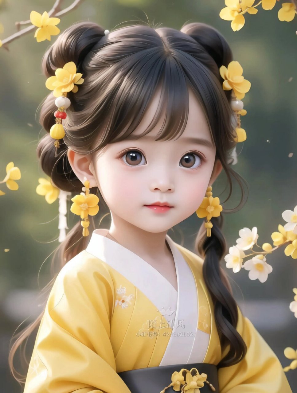 ai生成的古风小萌娃简直太可爱了,让人忍不住想捏捏她的小脸蛋.