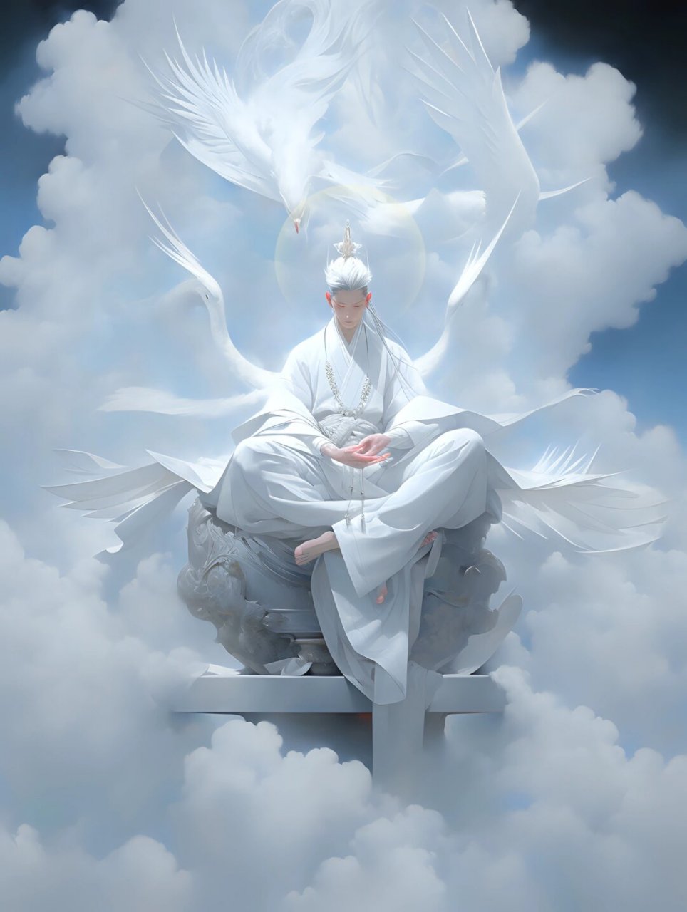 古风国潮插画  仙人抚我顶,结发受长生