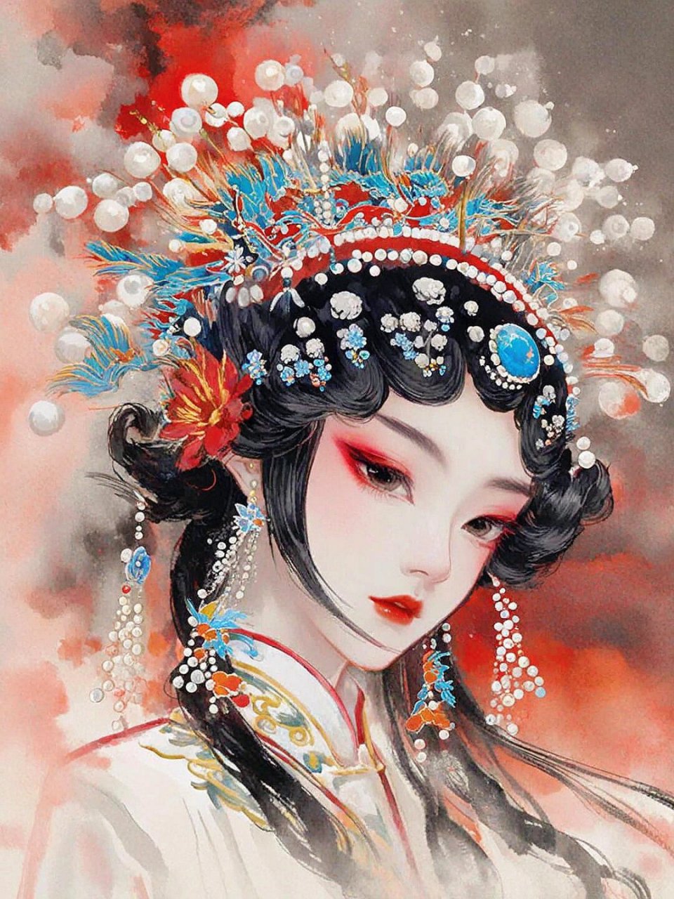 古风人物绘画  戏子踏入画中,从此踏上人生旅程.