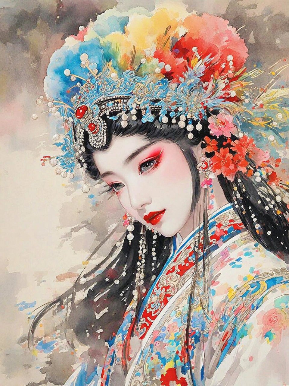 古风人物绘画  戏子踏入画中,从此踏上人生旅程.