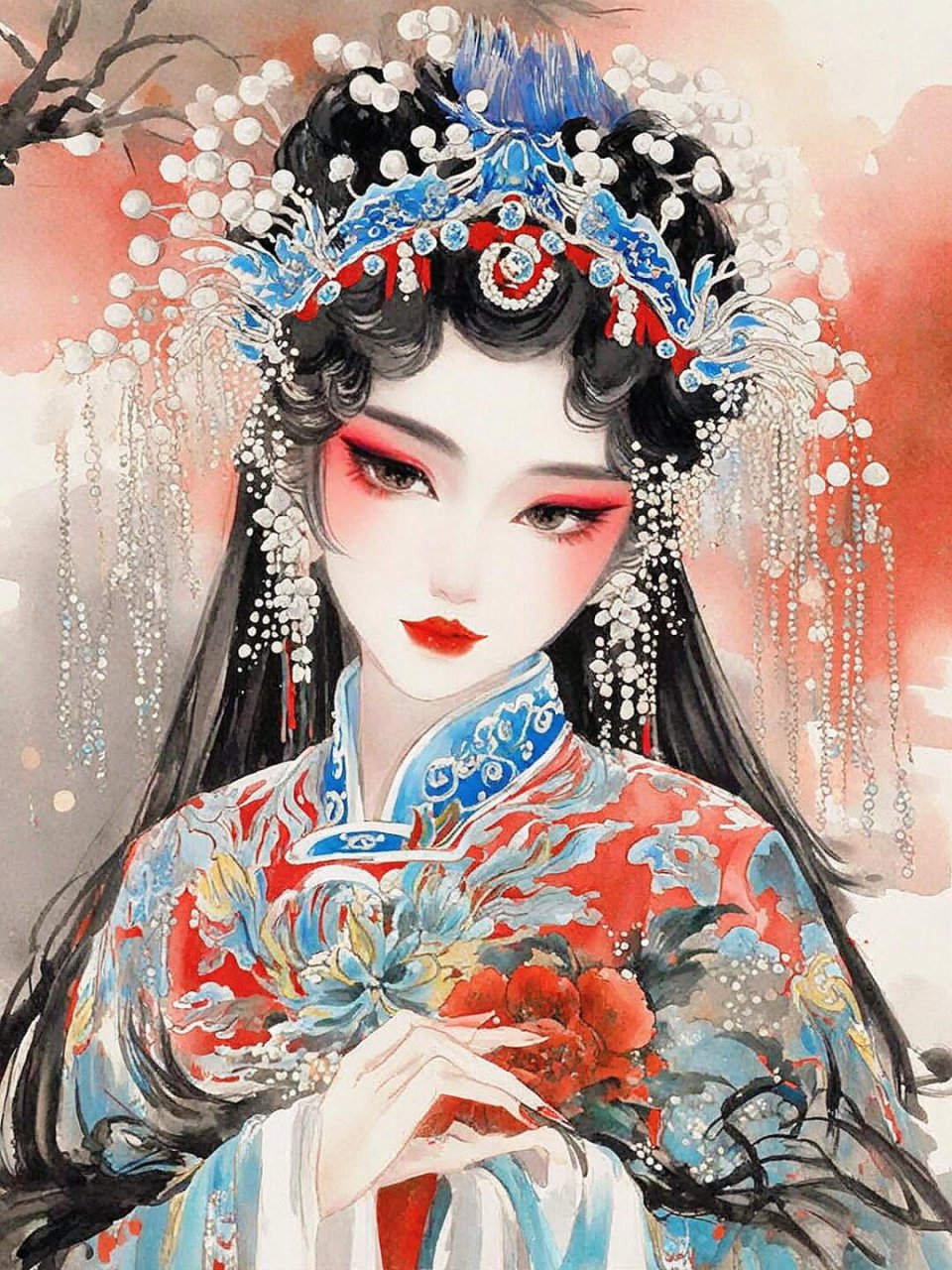 古风人物绘画  戏子踏入画中,从此踏上人生旅程.