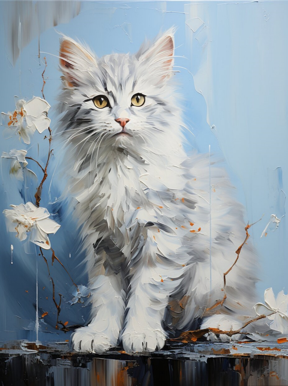 油画风格猫咪  在艺术的世界里,猫咪是一种常见的创作主题.