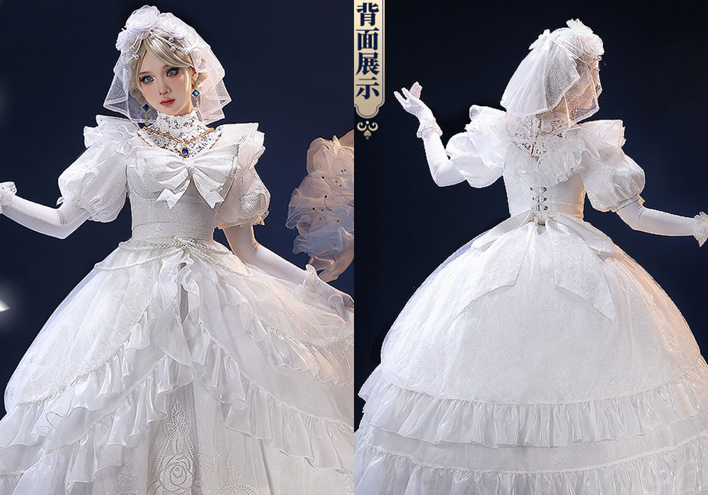 第五人格:红夫人应许之日cos服,绝美白色婚纱,玫瑰设计超精致