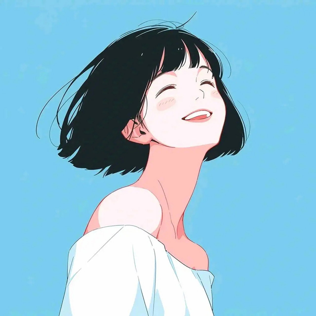 阳光灿烂笑容动漫情侣头像 笑起来像月牙装满了星星,愿你一直拥有如