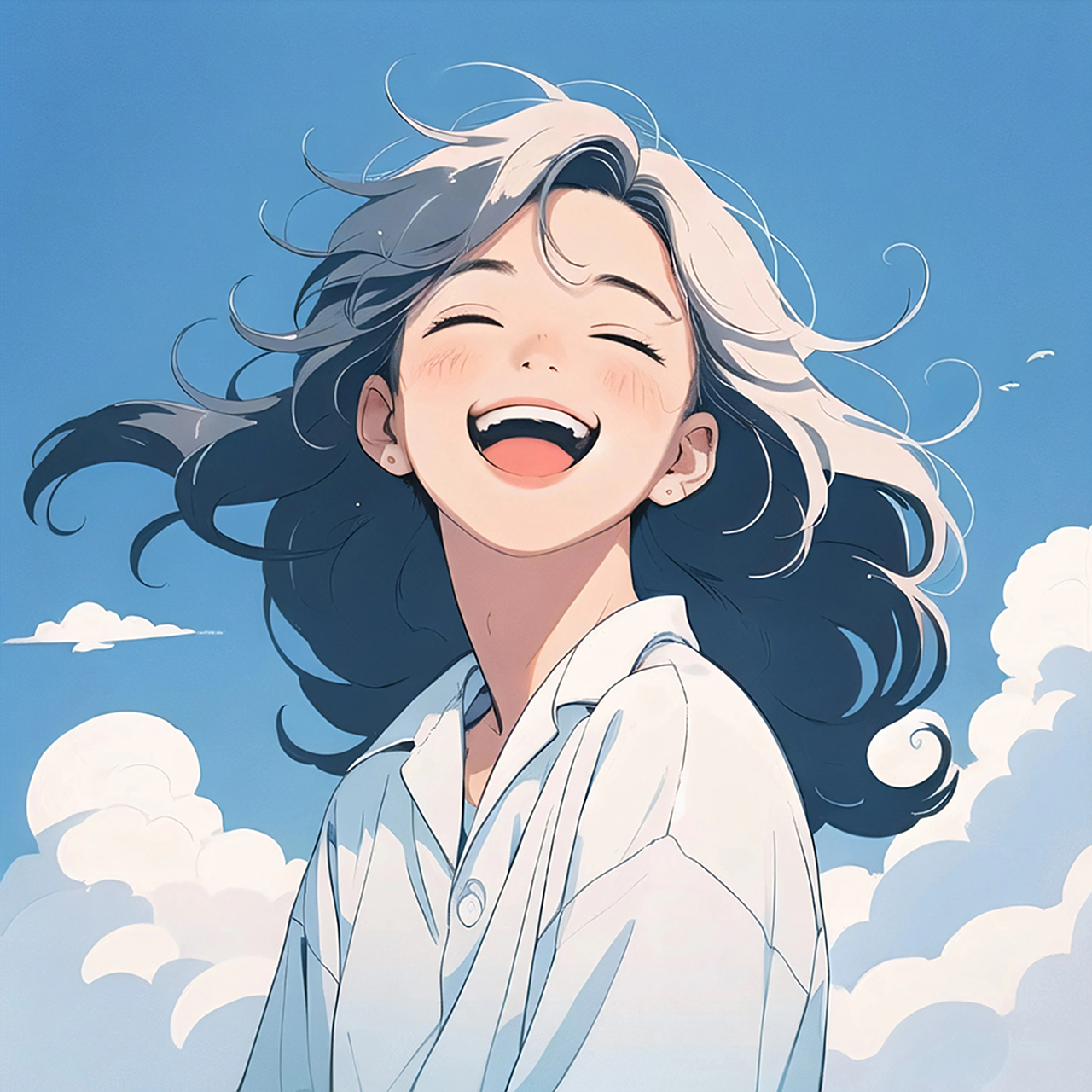 阳光灿烂笑容动漫情侣头像 笑起来像月牙装满了星星,愿你一直拥有如