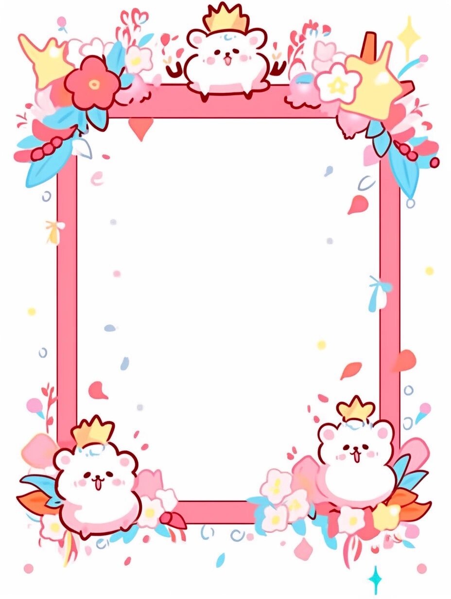 白底卡通边框是一种流行的图片边框,通常用于装饰照片,图片或电子贺卡