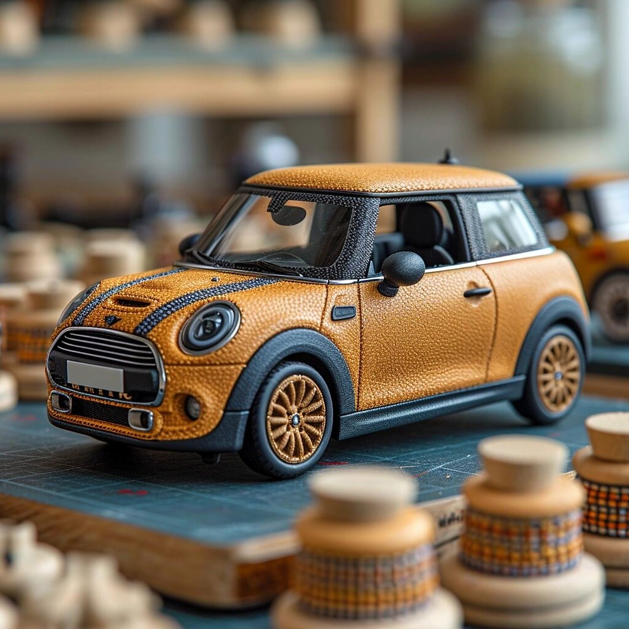 宝马mini车模  这款皮质的mini车模,外观超级精致,每一个细节都处理得