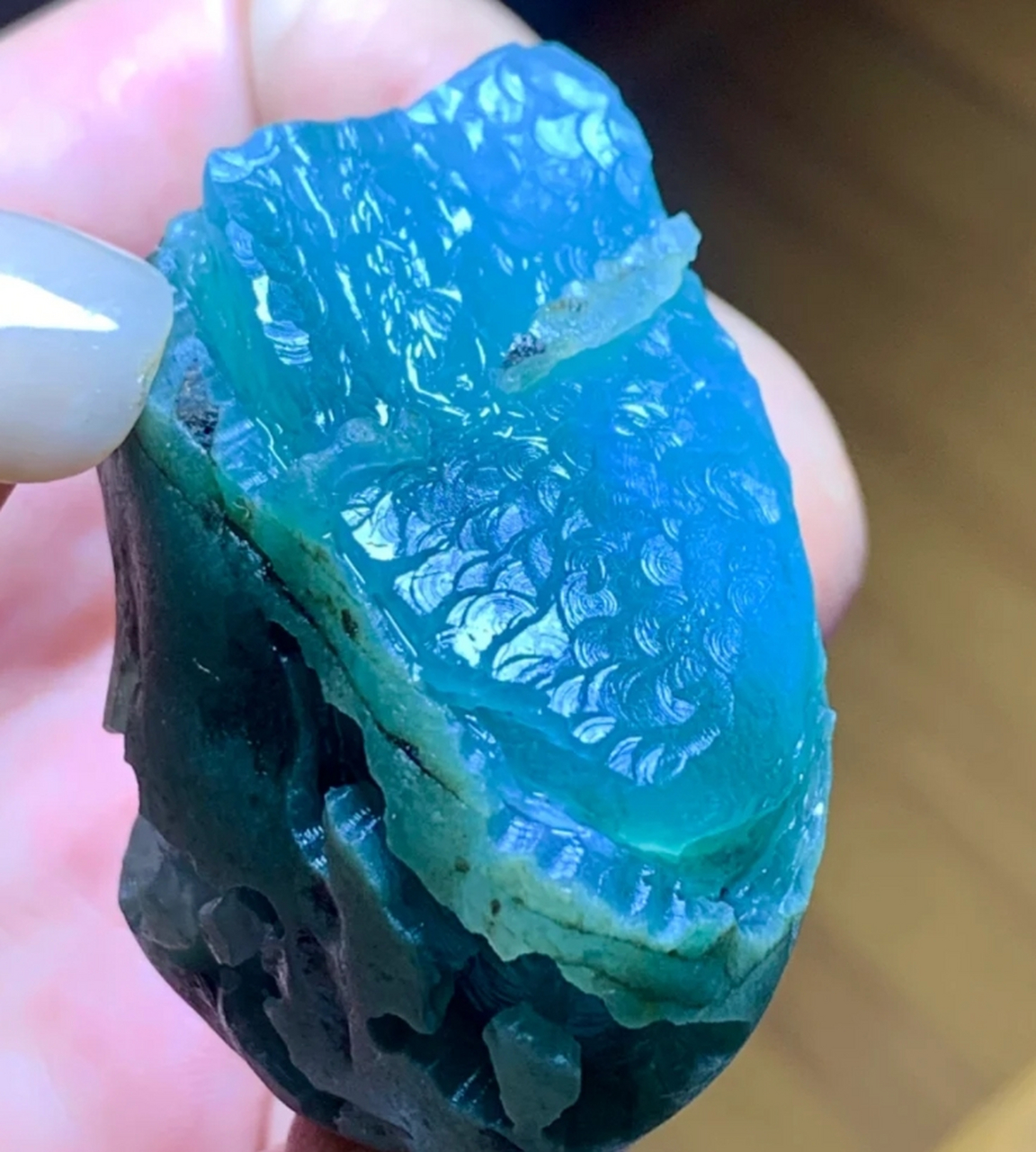 点击头像看直播# #翡翠原石# 62克,后江场口 开窗料 冰种果冻晴牌子