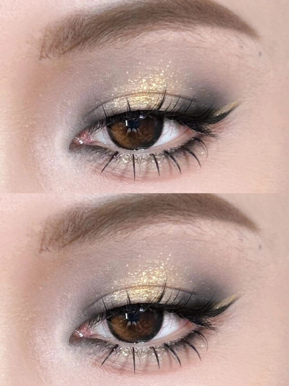 高冷感年会妆容   眼妆:使用深色眼影打底,如棕色,灰色或深紫色,涂抹