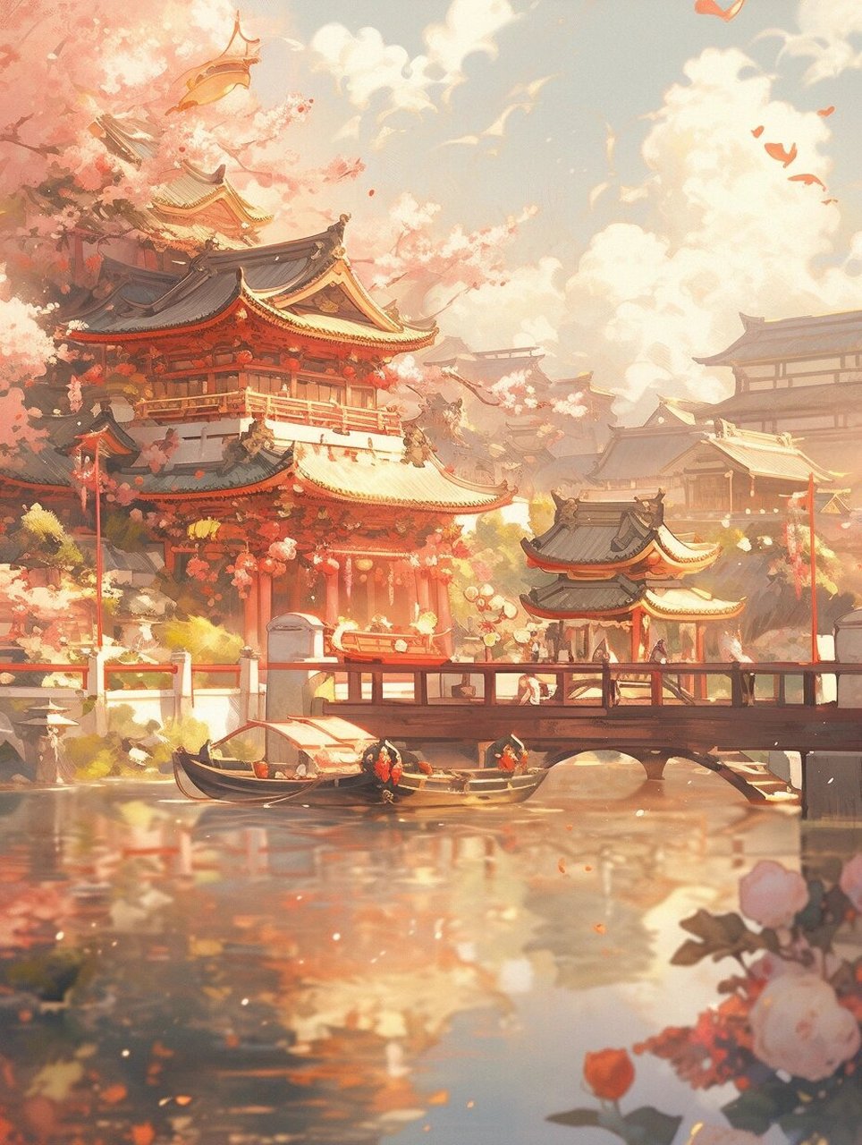 古风插画素材  三月春光,万物复苏,生机勃勃.