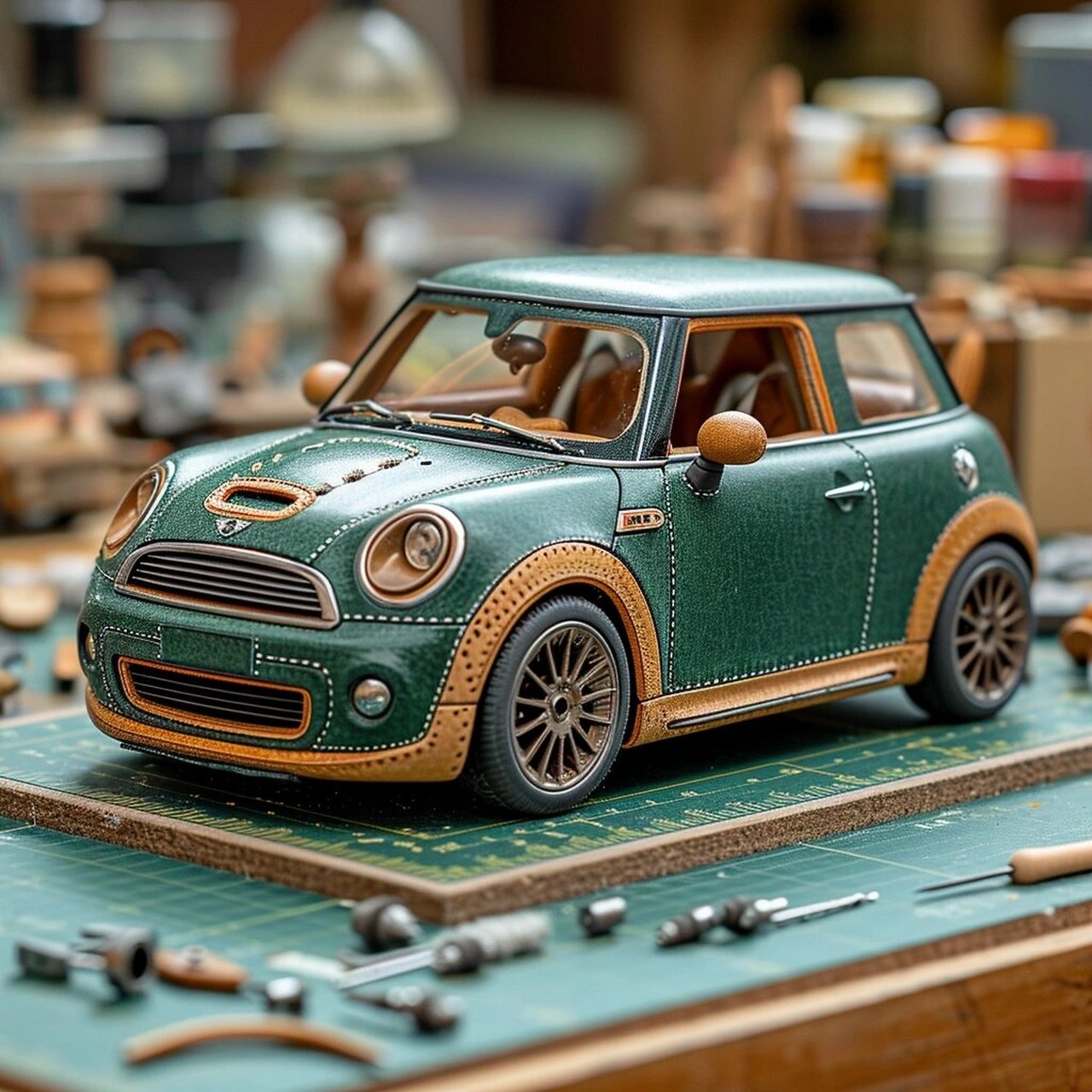 宝马mini车模  这款皮质的mini车模,外观超级精致,每一个细节都处理得