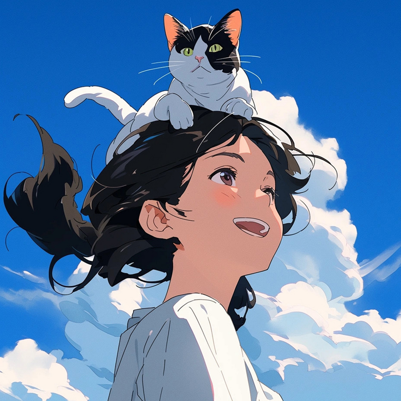 阳光灿烂笑容动漫情侣头像 笑起来像月牙装满了星星,愿你一直拥有如