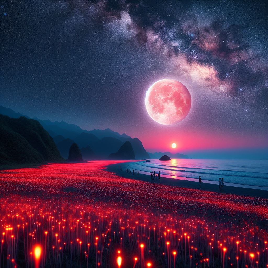 月下星辉,浪漫海滩夜色——让你的手机壁纸"活"起来