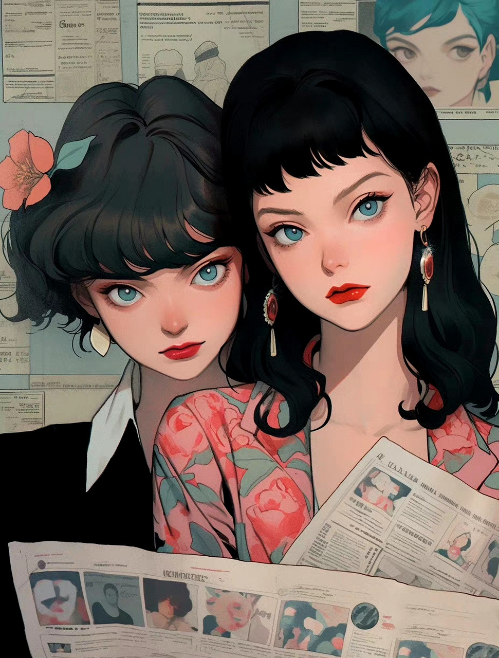 一组ai生成的一组动漫角色插画,用美漫的风格再现了一组服饰和装束