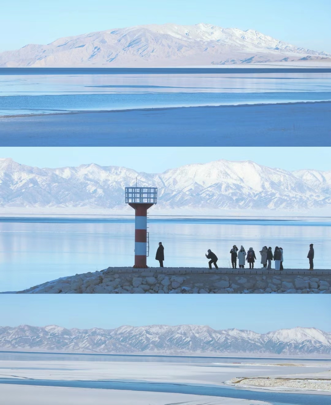 季节来赛里木湖,你将看到的是水雾大湖,日照金山,蓝冰,冰推奇观,冰泡