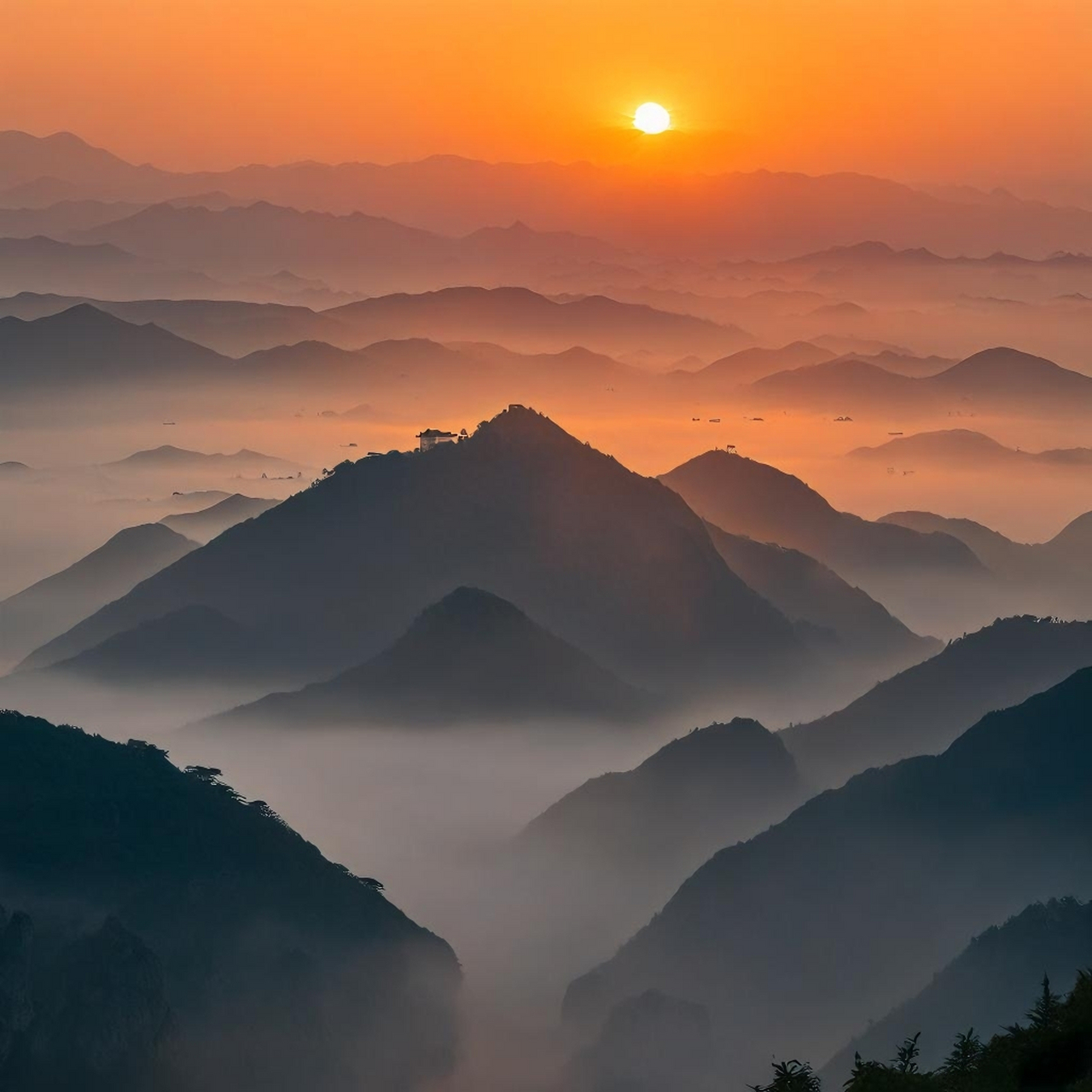 晨曦微露染霞光,  大地苏醒万物生.#朝霞