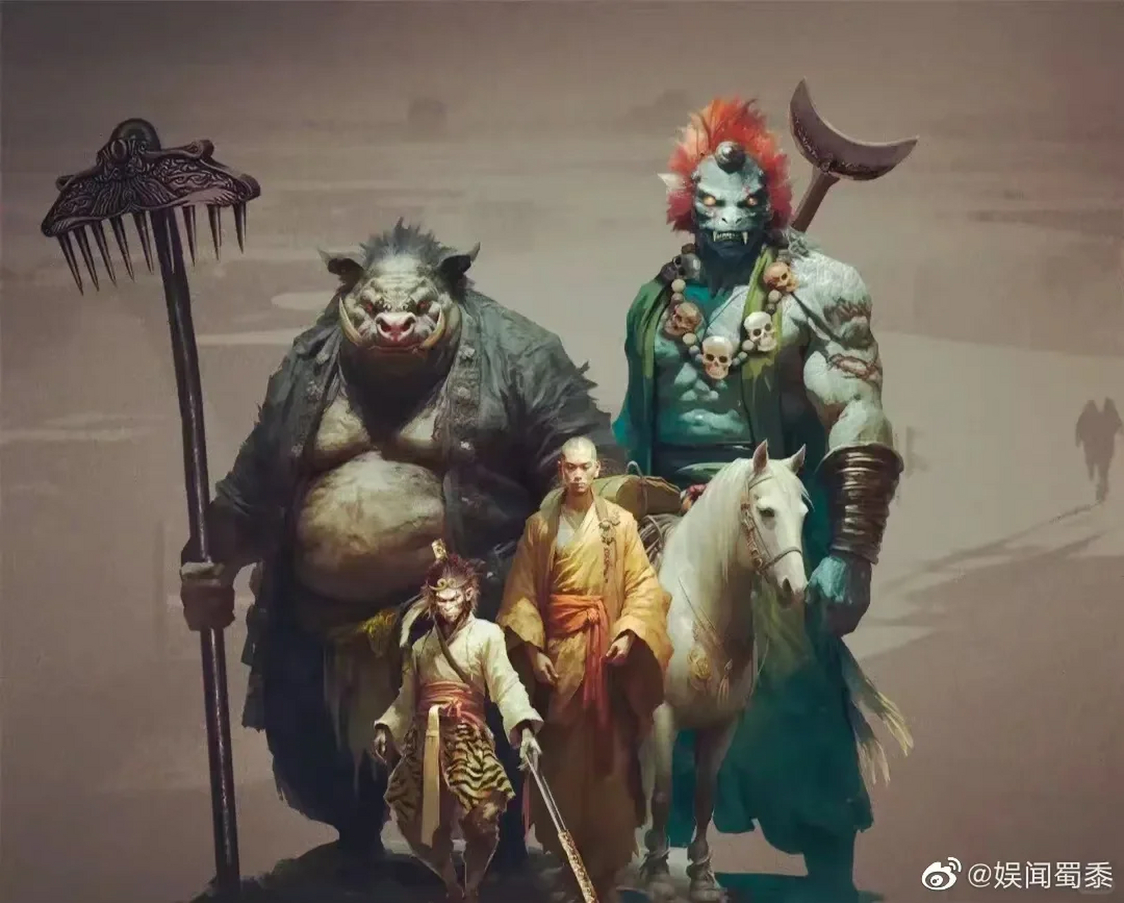 真实的西游记师徒四人身高对比,唐僧一米八,猪八戒三米五,沙僧四米