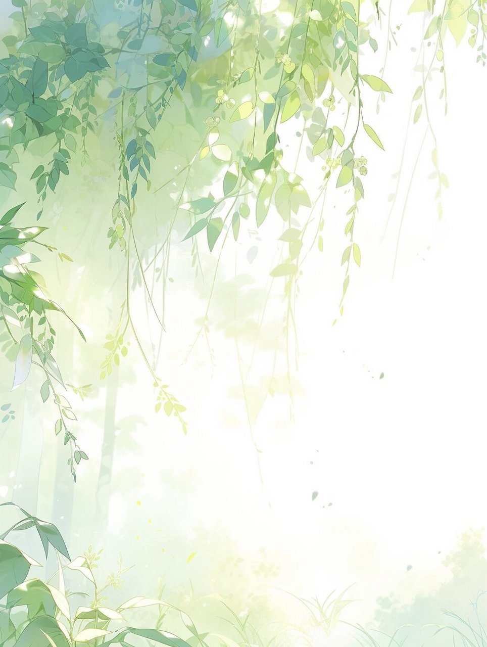 绿意插画素材  这款底图充满了生命力与活力,是小说封面制作,美工素材