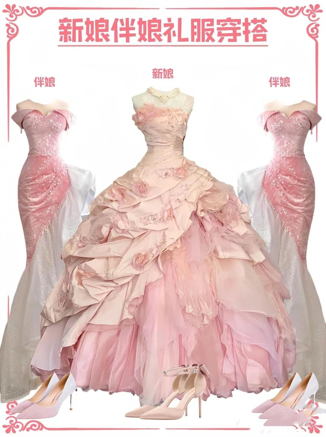 新娘伴娘礼服穿撘  当你在为姐妹的婚礼做伴娘,想要成为全场焦点但又