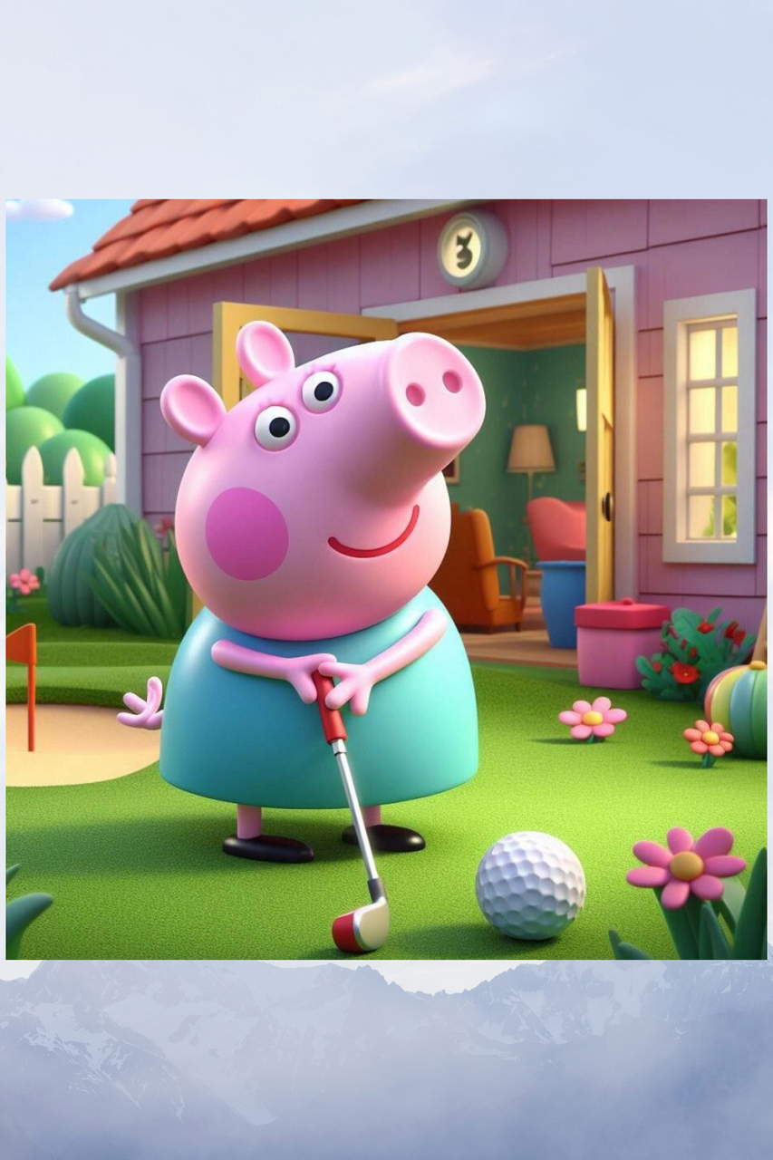 小猪佩奇在绿茵场的快乐时光  佩奇是一只聪明可爱的小猪,她对高尔夫