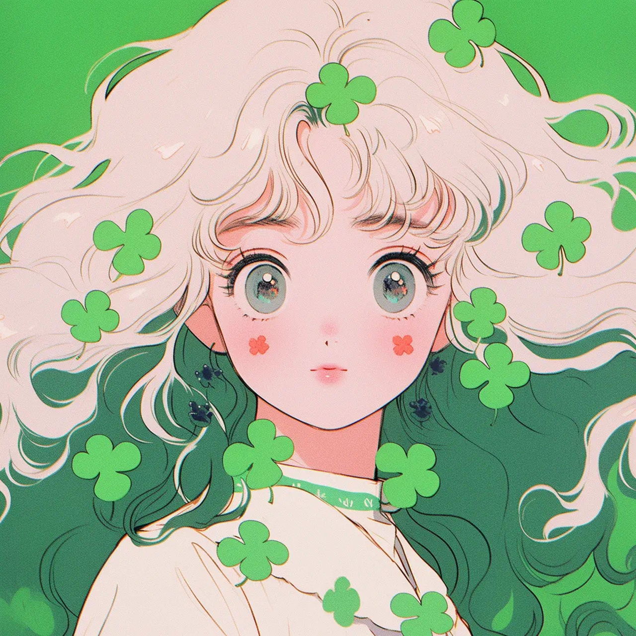 女生动漫头像 | 幸运四叶草少女92 据说,发现四叶草的人是幸运的,会