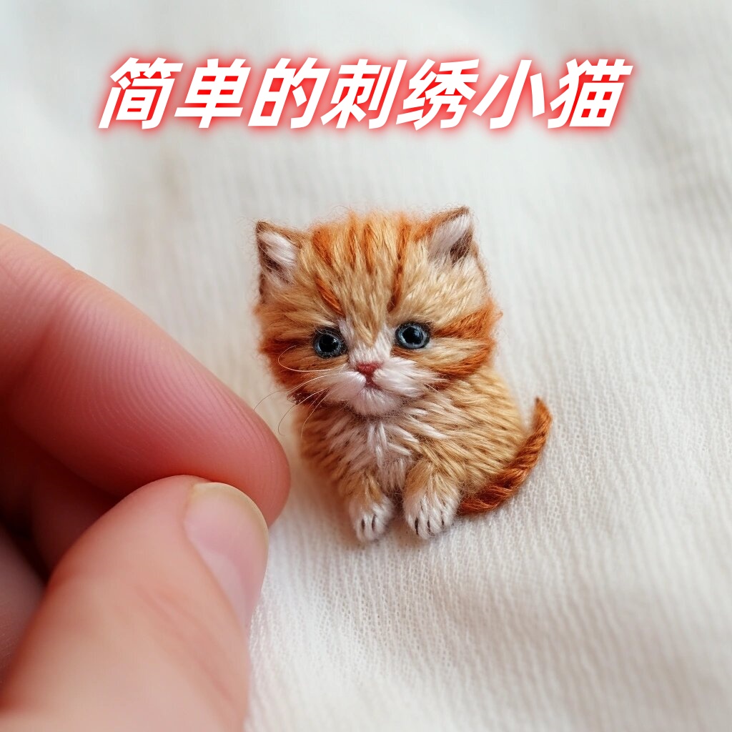 简单的刺绣小猫  刺绣小猫