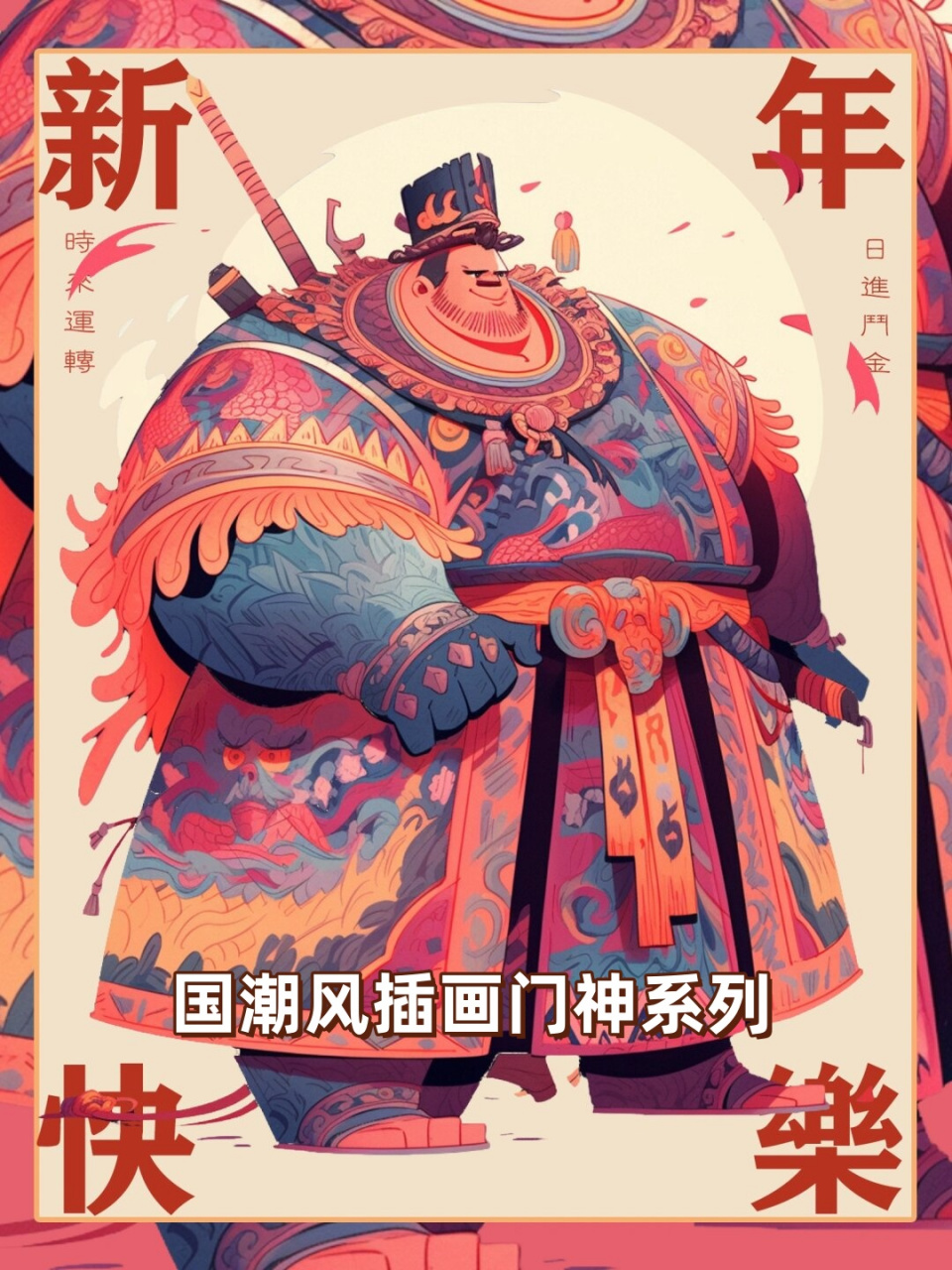 国潮风插画门神系列