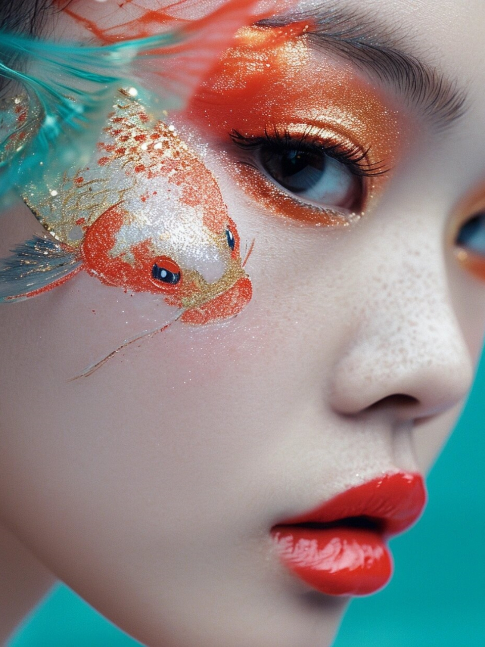 锦鲤系列仿妆是一种充满活力和创意的妆容,它以锦鲤为灵感,将美丽的