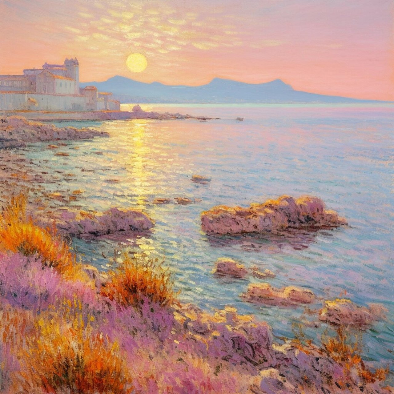 莫奈 claude monet风———清晨的昂蒂布  他是法国绘画史上最重要的