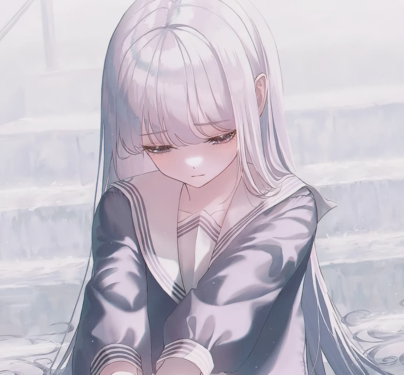 孤独感动漫女生头像 冬有冬的来意 雪有雪的秘密~ #最靓头像壁纸征集