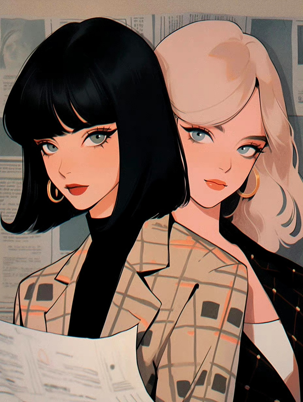 一组ai生成的一组动漫角色插画,用美漫的风格再现了一组服饰和装束