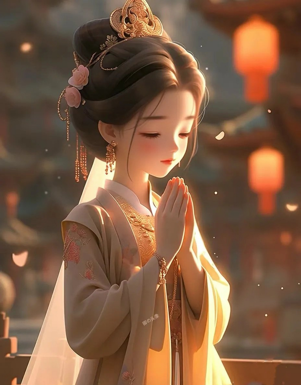 小年健康需注意# 国潮汉服佛系祈福少女头像~  " 愿:所爱皆所得,饲篌