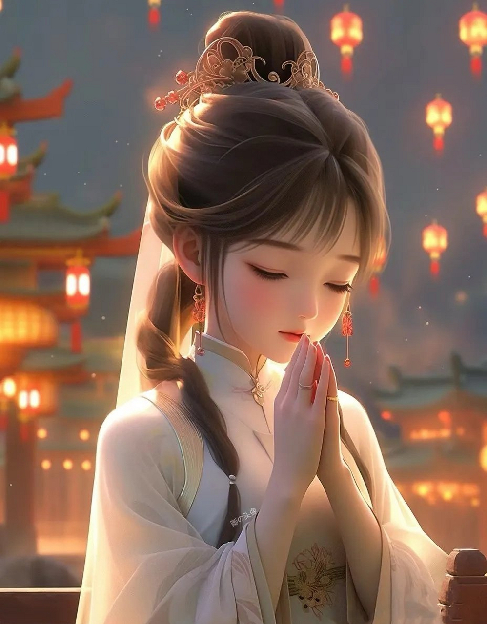 小年健康需注意# 国潮汉服佛系祈福少女头像~  " 愿:所爱皆所得,饲篌