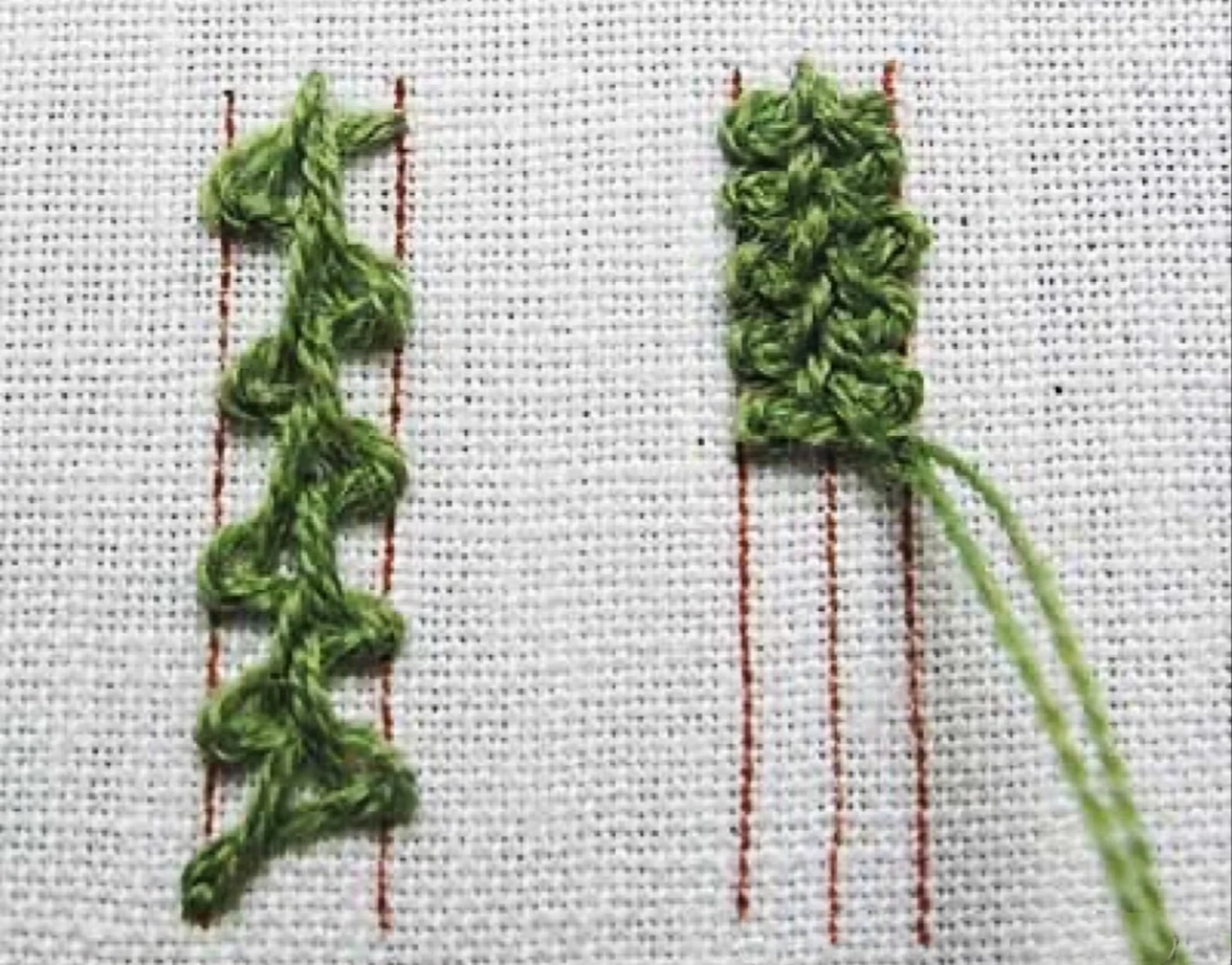 顶好看的针法 它的名字叫西班牙结粒羽毛绣,非常出效果的一个针法,针