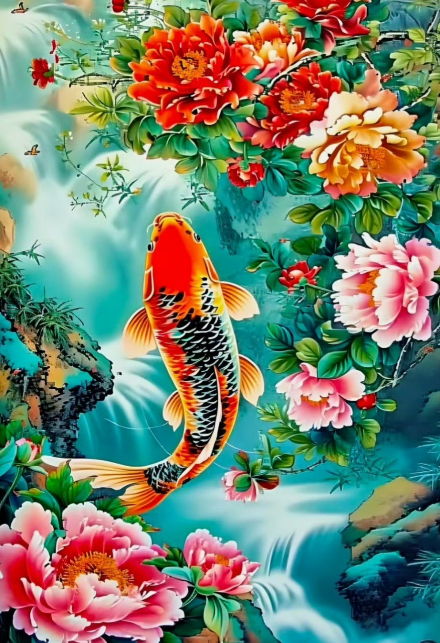花开富贵 好运连连 锦鲤壁纸